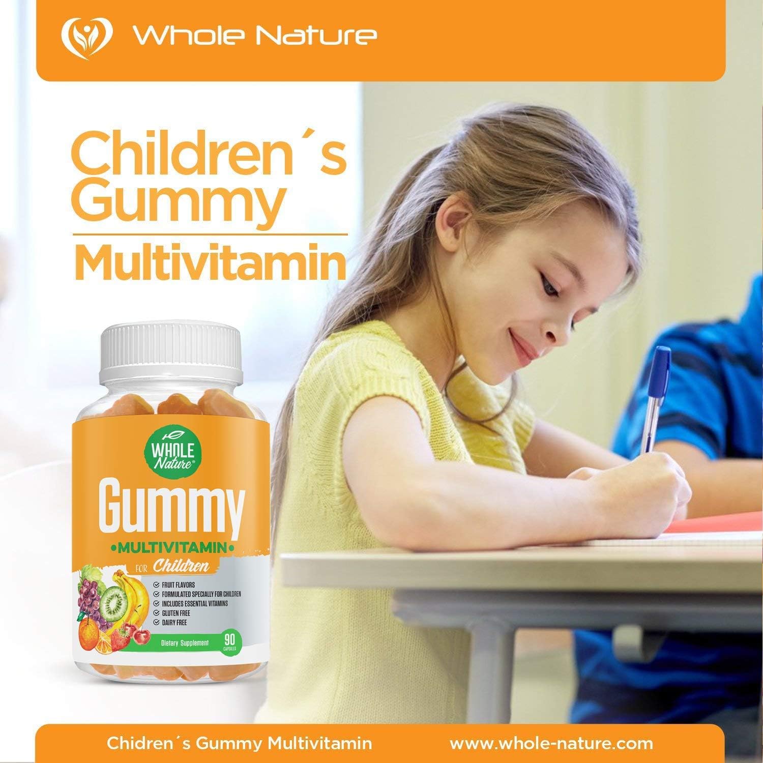 Natural Kids Gummy Multivitamin - 90 Gummies, Daily Essentials Children's Vitamins & Minerals, Fruit Flavor, No Artificial Sugar - Dairy & Gluten Free for Overall Wellness