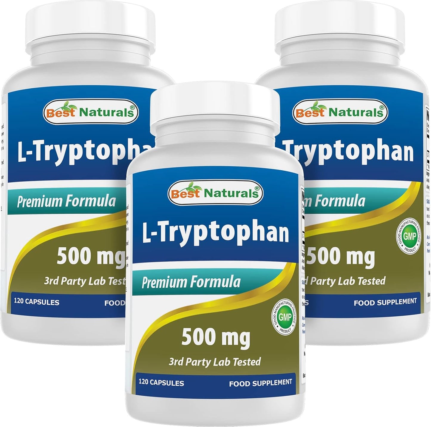 Natural L-Tryptophan 500mg Capsules - 360 Count - Top Quality Supplement for Mood and Sleep Support