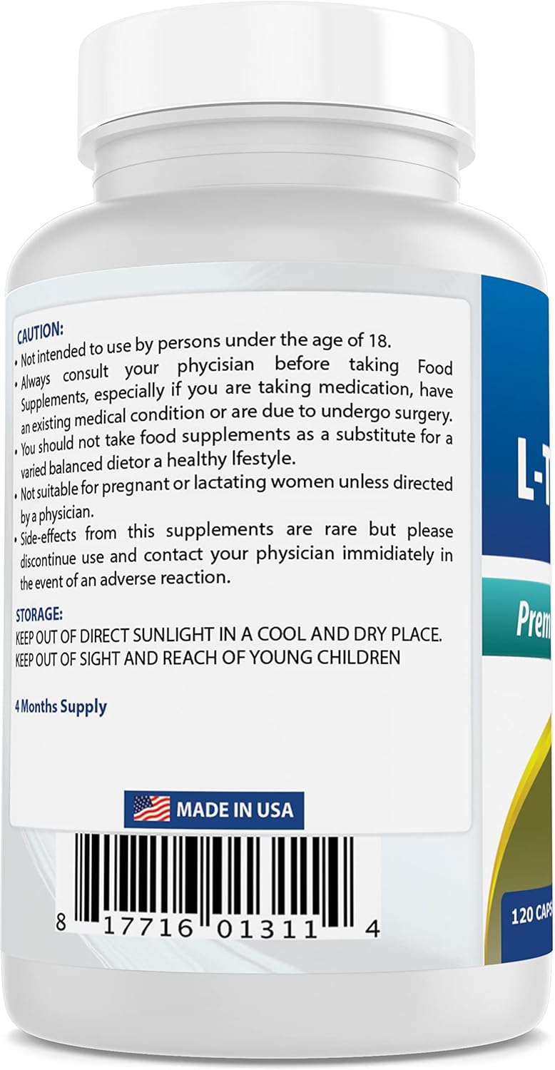 Natural L-Tryptophan 500mg Capsules - 360 Count - Top Quality Supplement for Mood and Sleep Support