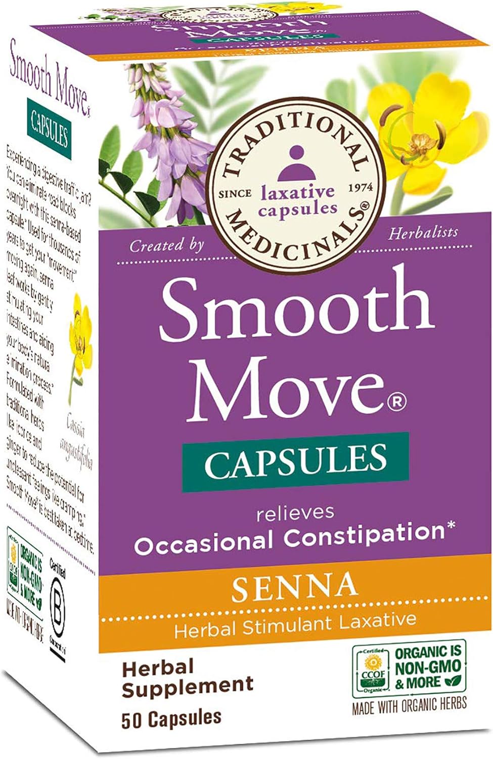 Natural Laxative: Traditional Medicinals Smooth Move Senna Capsules, 50 Count