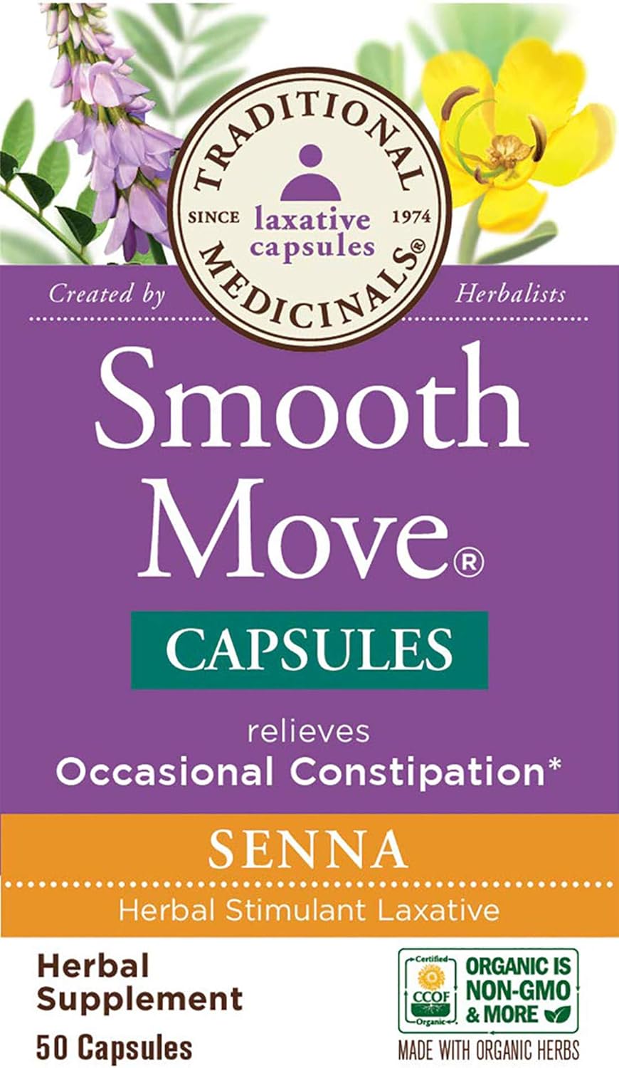 Natural Laxative: Traditional Medicinals Smooth Move Senna Capsules, 50 Count