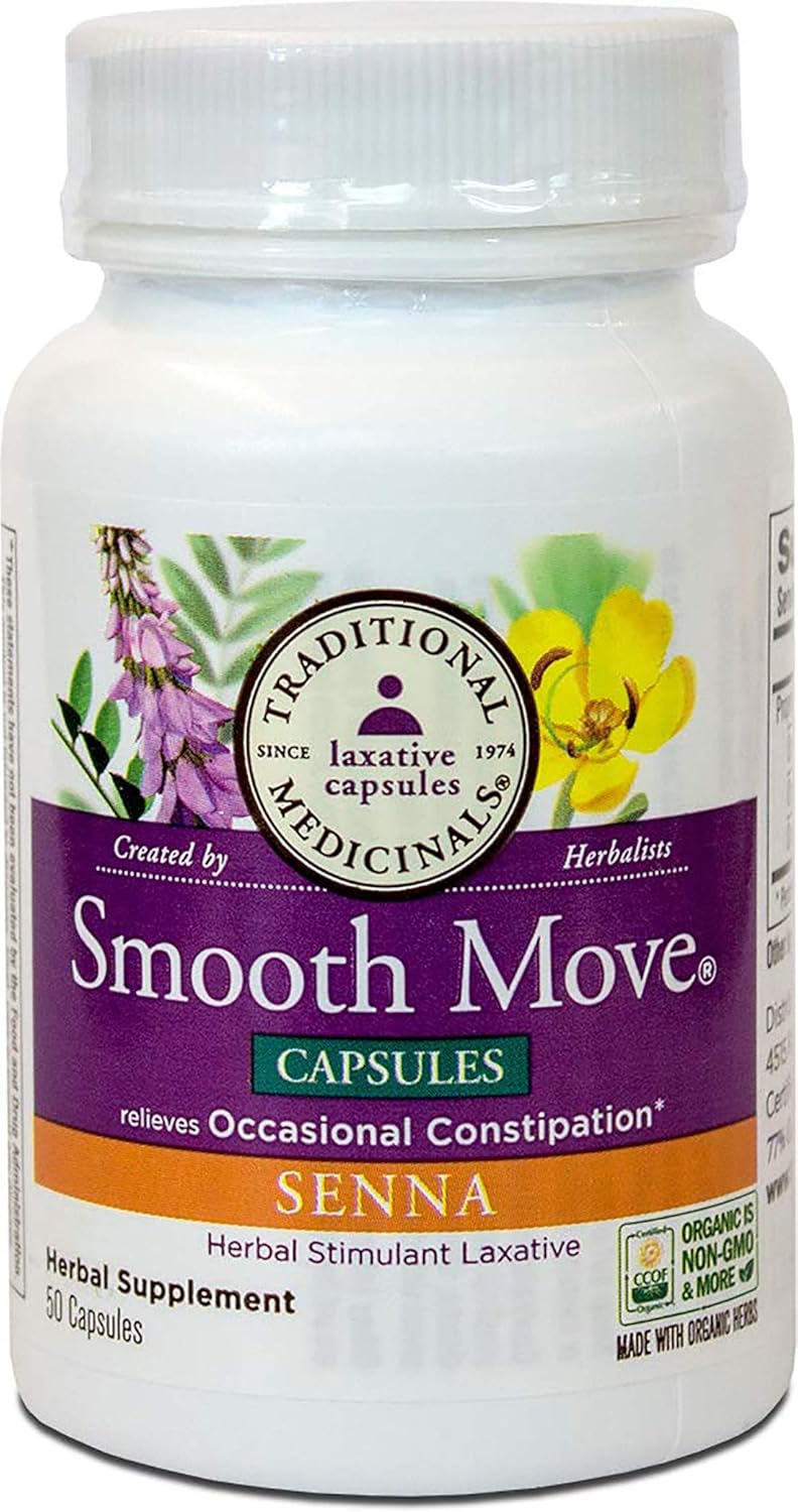 Natural Laxative: Traditional Medicinals Smooth Move Senna Capsules, 50 Count