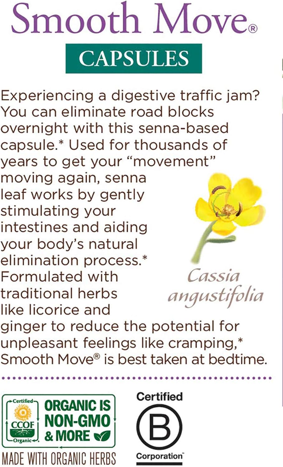 Natural Laxative: Traditional Medicinals Smooth Move Senna Capsules, 50 Count