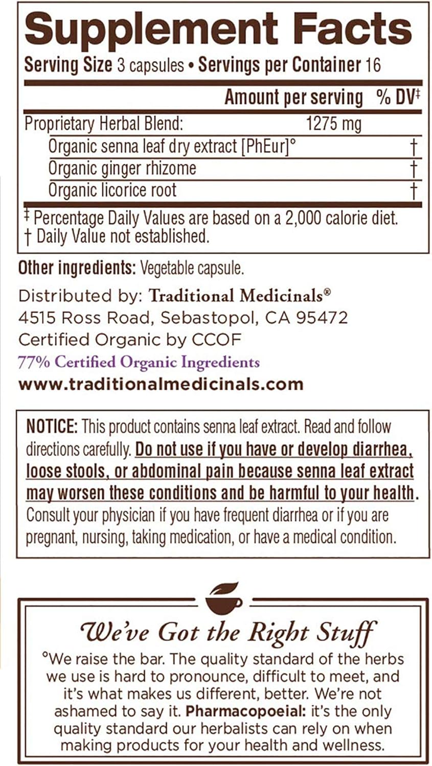 Natural Laxative: Traditional Medicinals Smooth Move Senna Capsules, 50 Count