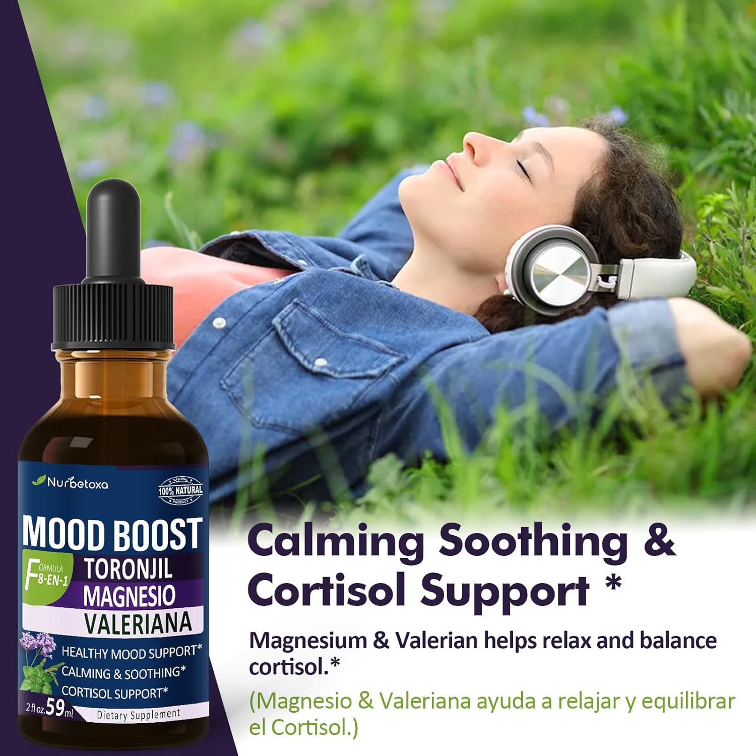 Natural Lemon Balm and Valerian Drops for Sleep and Anxiety Relief with Magnesium Citrate - Mood Boost, Cortisol Balance, Relaxation Support - 2oz