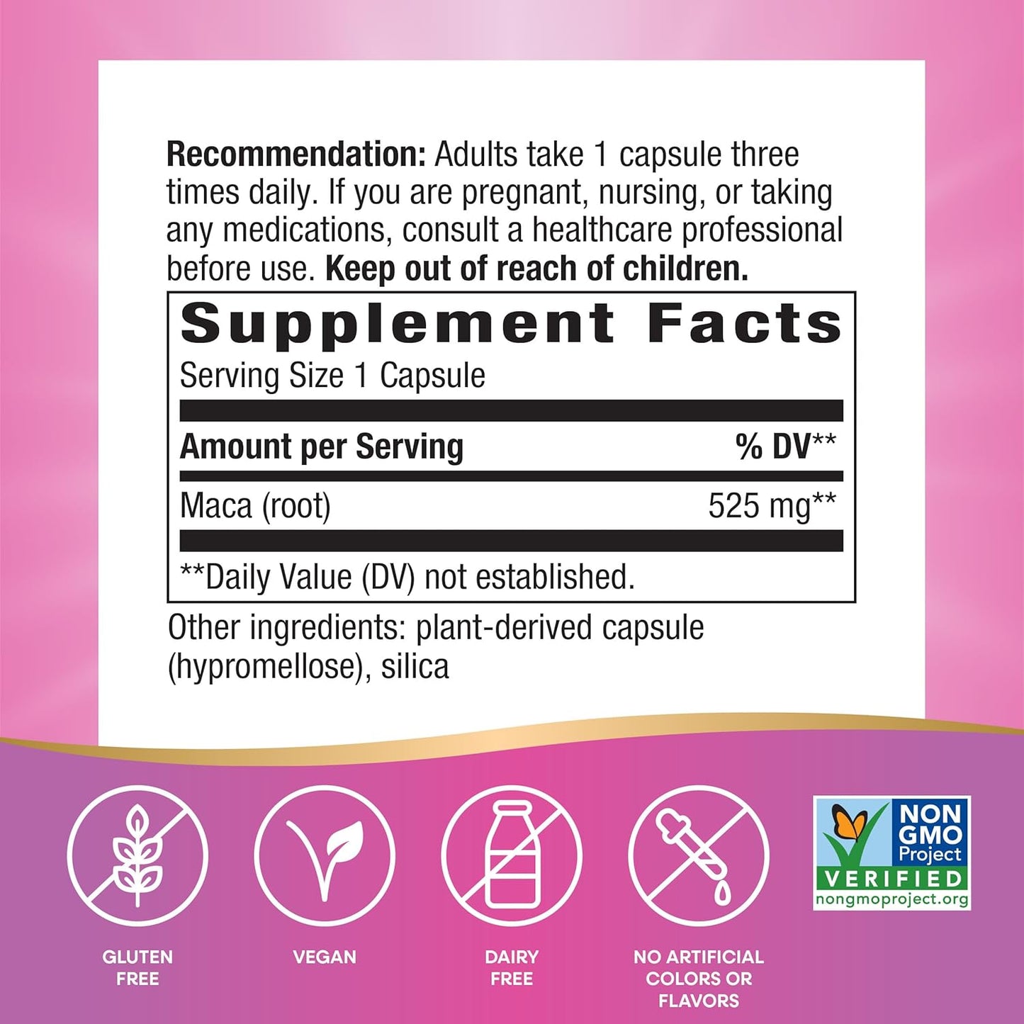Natural Libido Support with Nature's Way Maca Root Capsules - 525 mg per Serving, Non-GMO, Vegan - 100 Capsules