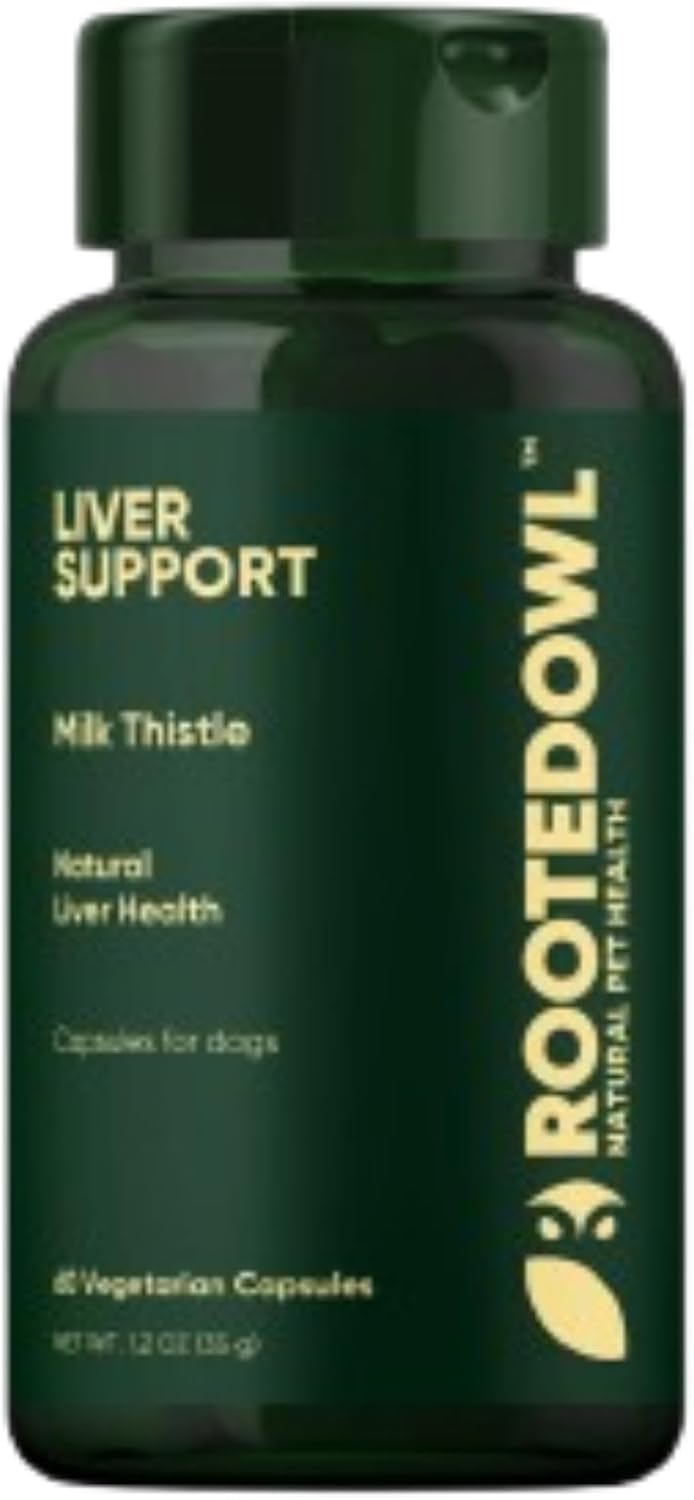 Natural Liver Health Supplement for Dogs - Rooted Owl Liver Support with Milk Thistle - 60 Vegetarian Capsules