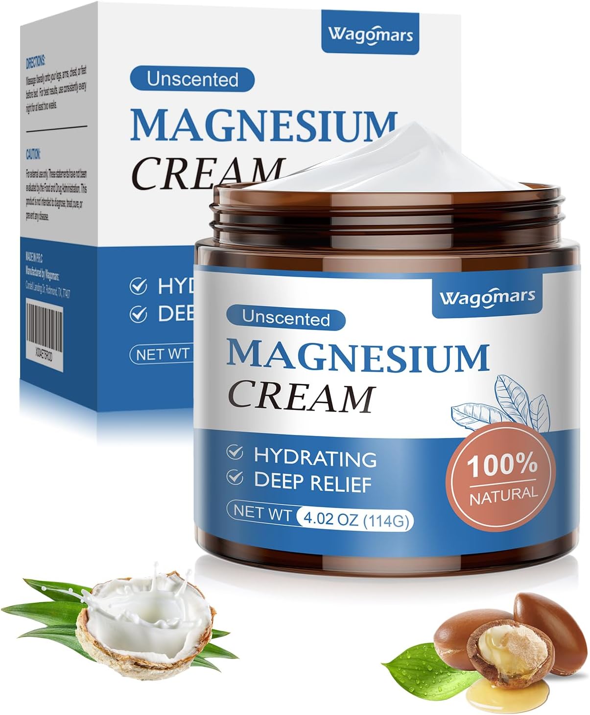 Natural Magnesium Body Butter Cream for Sleep and Muscle Relaxation - Unscented Topical Lotion for Leg Cramps and Pain Relief - Hydrating Formula Safe for Children
