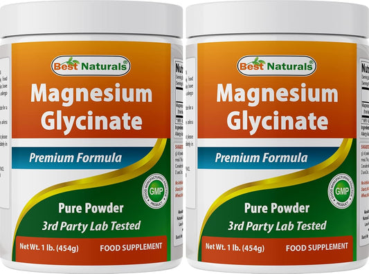 Natural Magnesium Glycinate Powder - 2 Pounds (1 LB x 2) for Optimal Health and Wellness