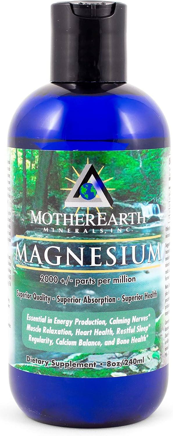 Natural Magnesium Supplement - Mother Earth Minerals - 8oz Bottle, 96 Servings