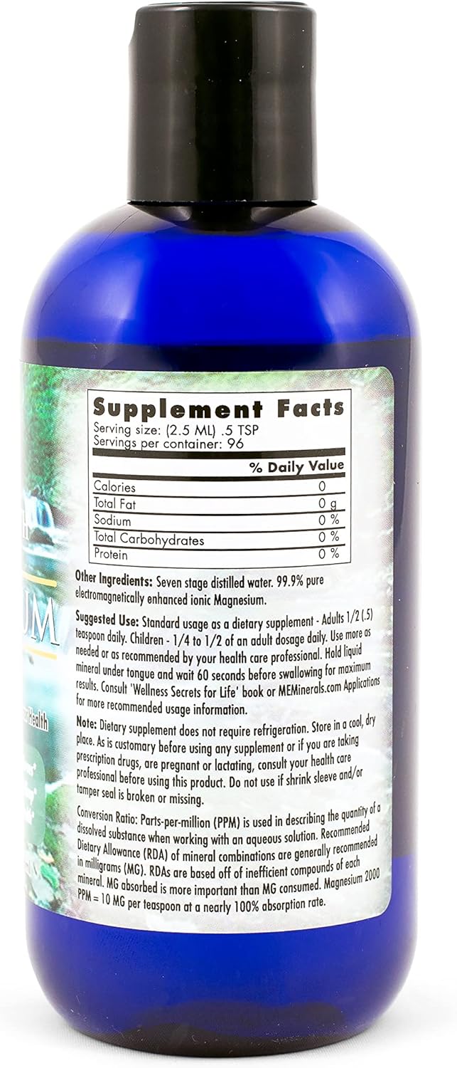 Natural Magnesium Supplement - Mother Earth Minerals - 8oz Bottle, 96 Servings
