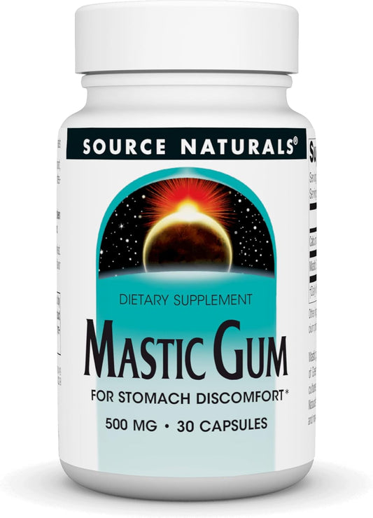 Natural Mastic Gum Extract Capsules 500mg - 30 Count for Stomach Discomfort Relief by Source Naturals