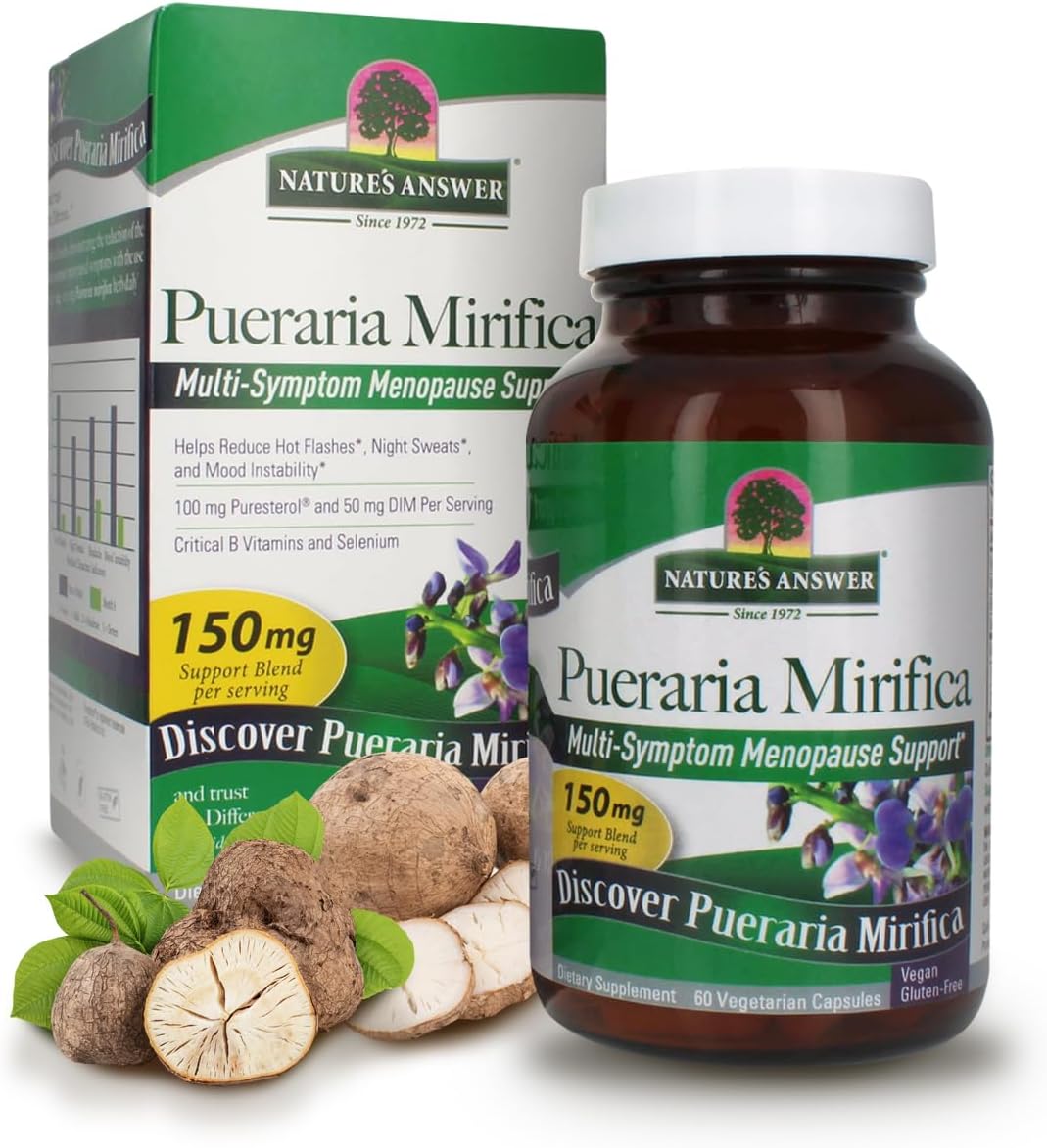 Natural Menopause Aid: Pueraria Mirifica Capsules for Female Support, 60 Count - Promotes Smooth Skin & Hair
