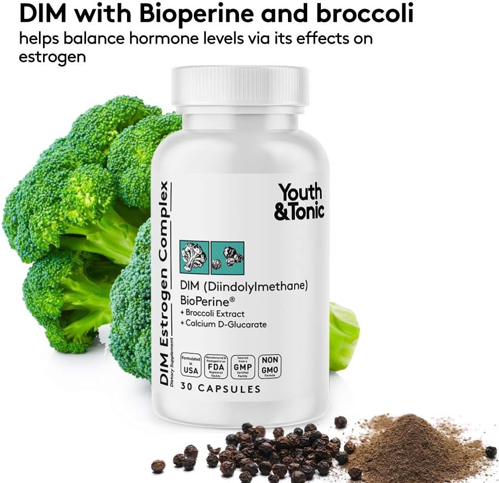 Natural Menopause & PMS Support Supplement - 90 Capsules with DIM, Black Cohosh, Red Clover, Dong Quai, Soy Isoflavones for Balanced Estrogen Metabolism