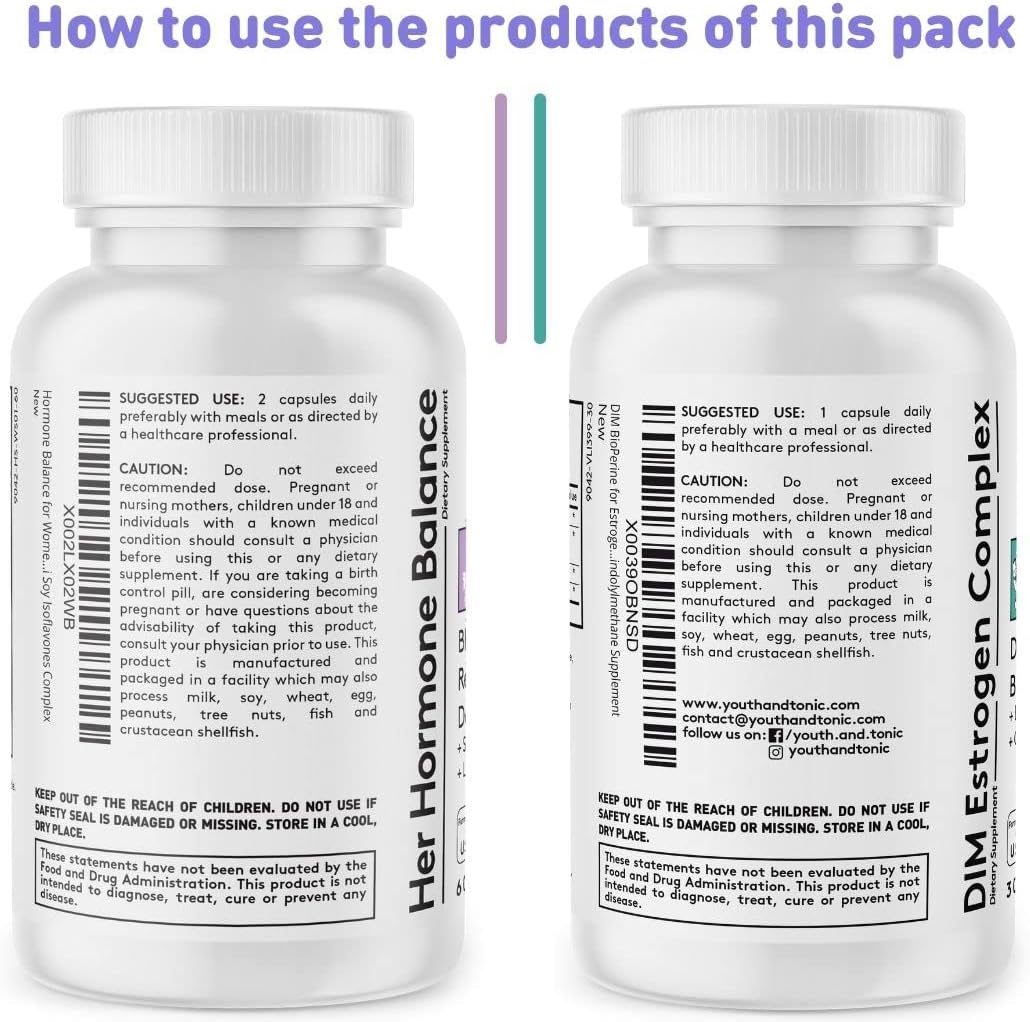 Natural Menopause & PMS Support Supplement - 90 Capsules with DIM, Black Cohosh, Red Clover, Dong Quai, Soy Isoflavones for Balanced Estrogen Metabolism