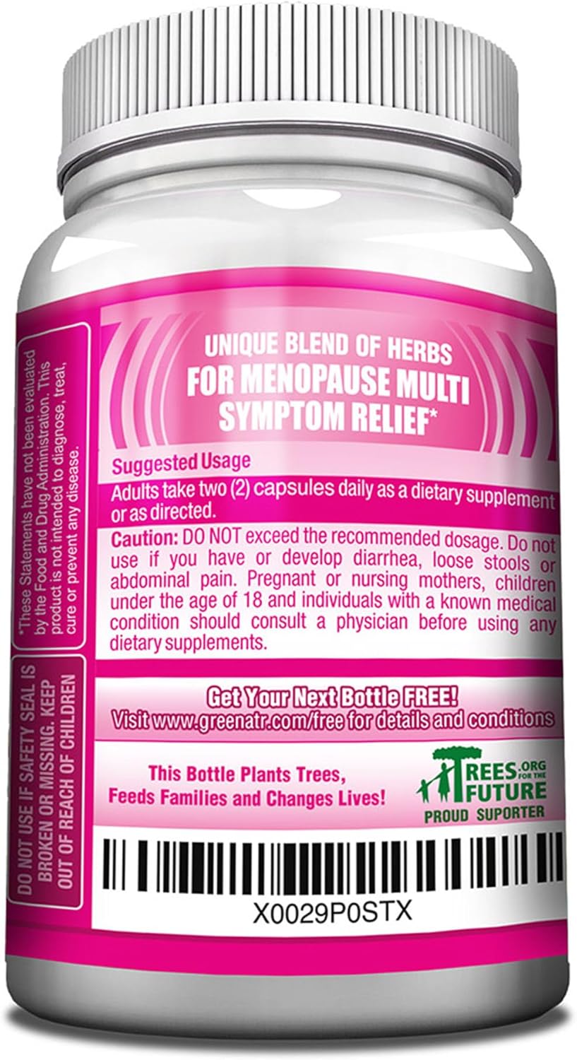 Natural Menopause Relief Complex for Hot Flashes, Night Sweats & Mood Swings - Supports Hormone Balance with Black Cohosh, Dong Quai, Licorice Root & Kelp - Pack of 12 Bottles