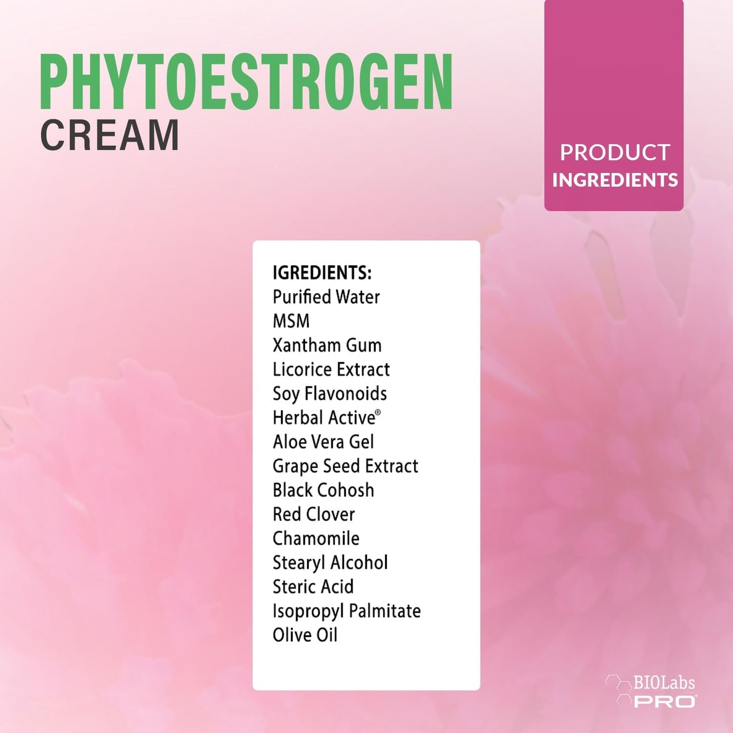 Natural Menopause Relief Cream with Black Cohosh & Grape Seed - Hormone-Free Phytoestrogen Cream - 3oz Supply