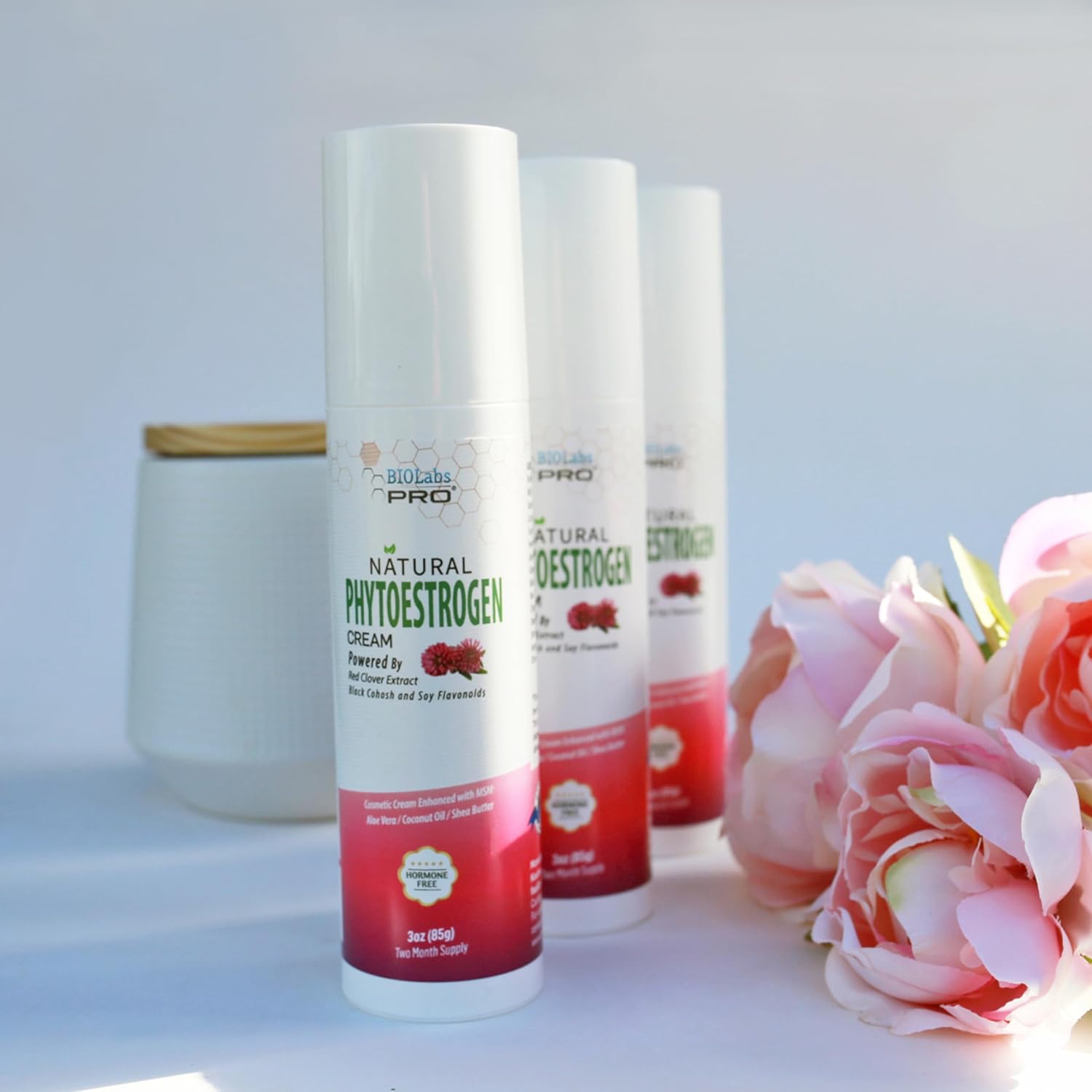 Natural Menopause Relief Cream with Black Cohosh & Grape Seed - Hormone-Free Phytoestrogen Cream - 3oz Supply