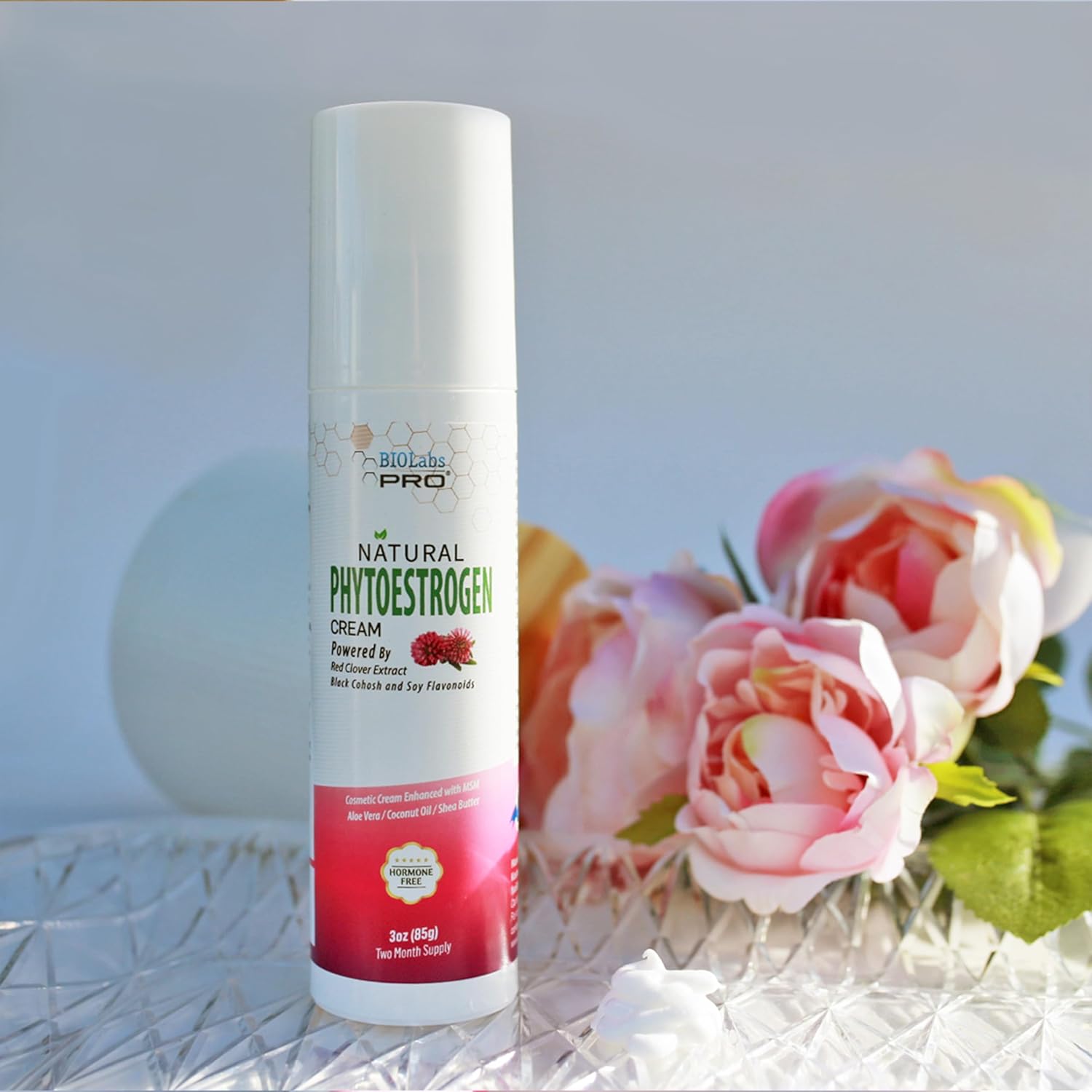 Natural Menopause Relief Cream with Black Cohosh & Grape Seed - Hormone-Free Phytoestrogen Cream - 3oz Supply