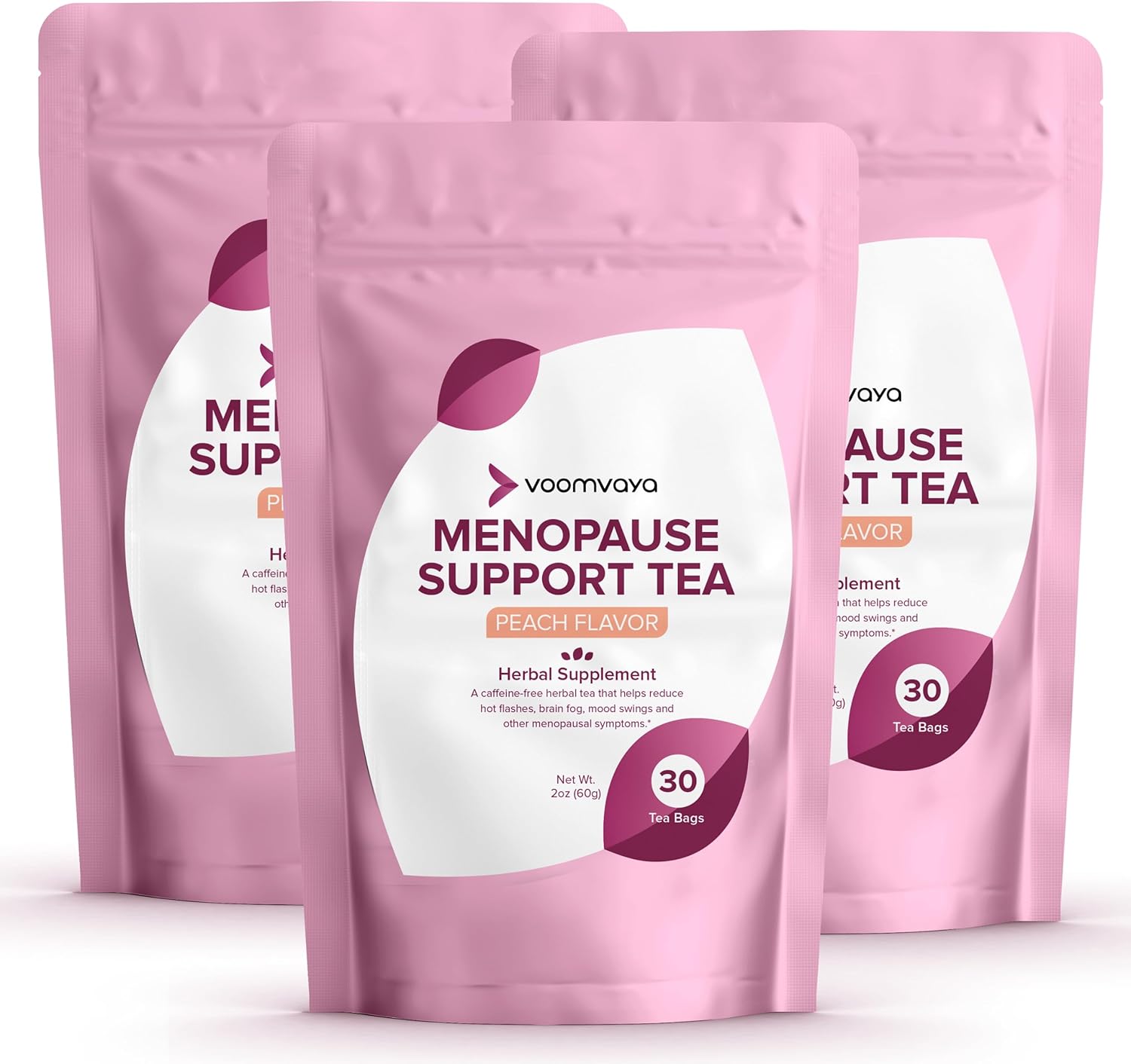 Natural Menopause Relief Tea Bundle - Save 20% on 3-Pack with Red Clover & Black Cohosh - Peach Flavor - 90 Teabags - Night Sweats & Hot Flashes Relief for Women