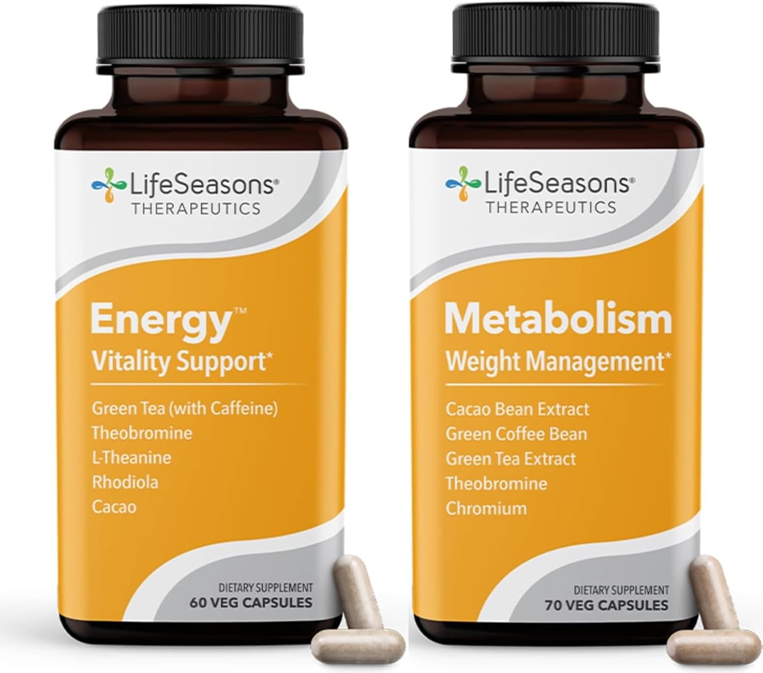 Natural Metabolism and Energy Booster Supplement with Green Tea, Coffee Bean, Chromium, Cacao, and Theobromine for Weight Control - 130 Capsules