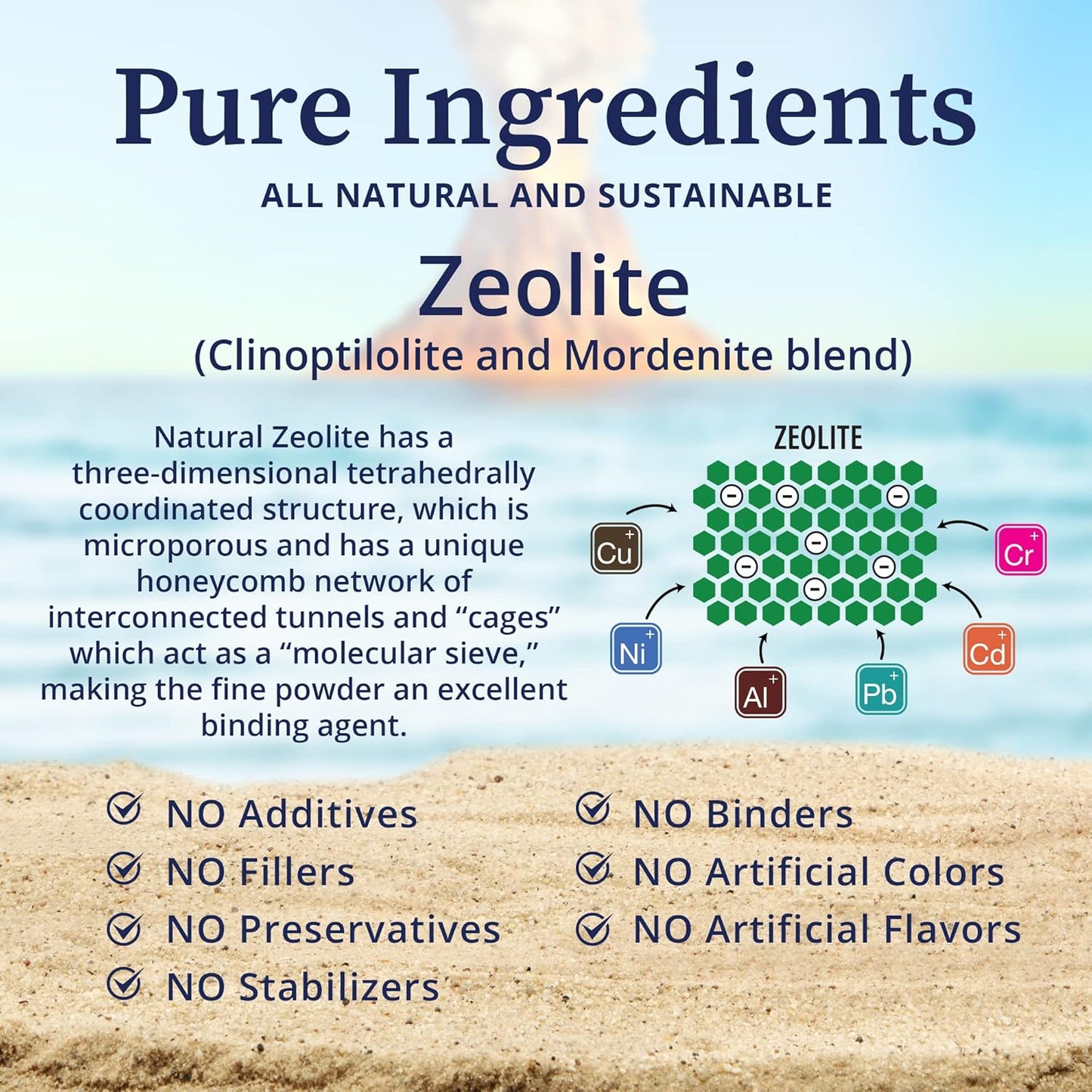 Natural Mineral Blend Powder for Detox and Immune Support - BioPure ZeoBind with Clinoptilolite and Mordenite - 200g