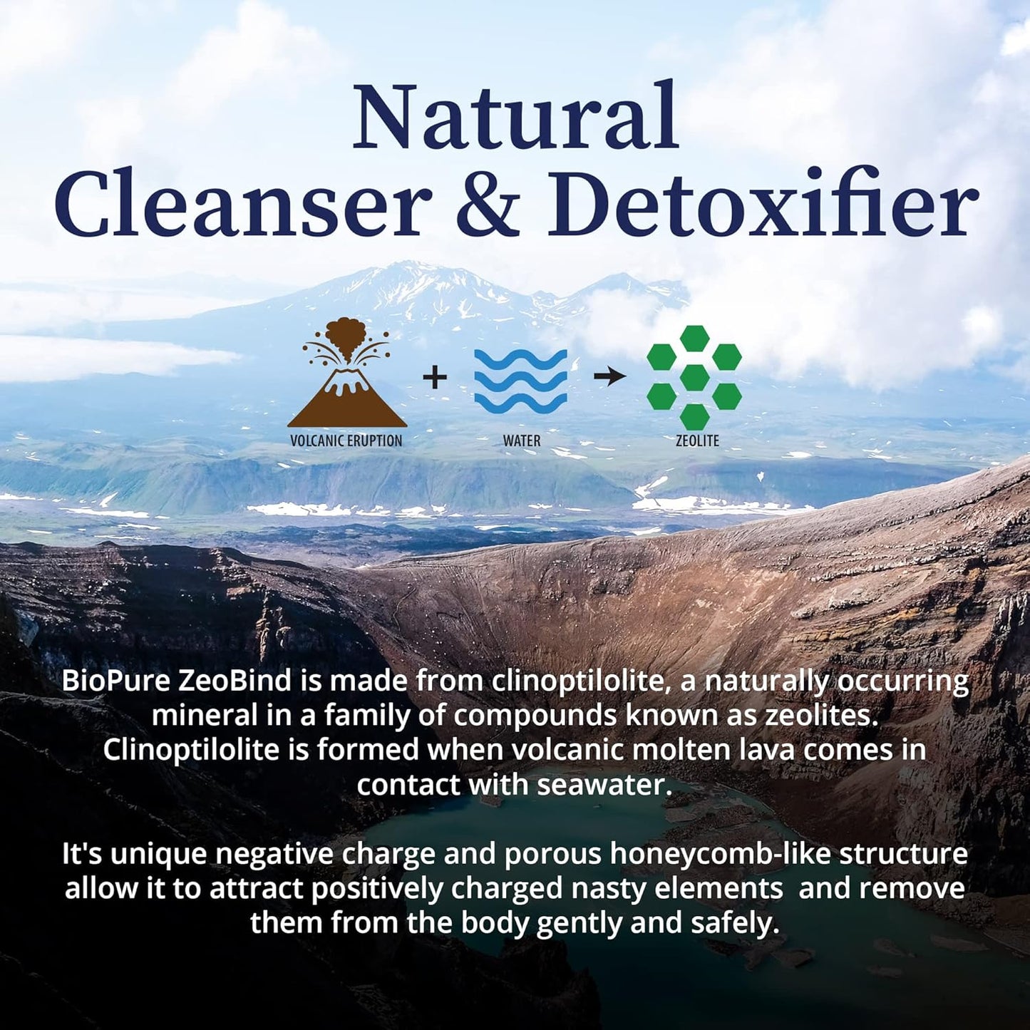Natural Mineral Blend Powder for Detox and Immune Support - BioPure ZeoBind with Clinoptilolite and Mordenite - 200g