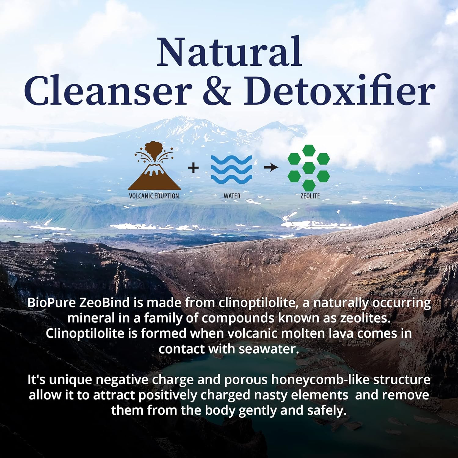 Natural Mineral Blend Powder for Detox and Immune Support - BioPure ZeoBind with Clinoptilolite and Mordenite - 200g