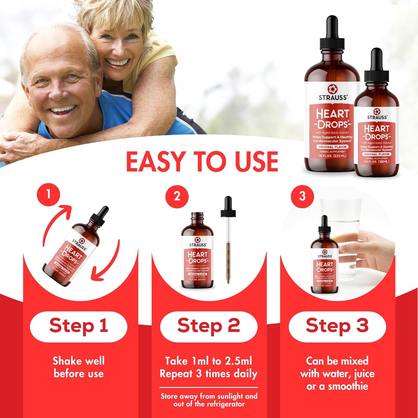 Natural Mistletoe & Aged Garlic Heart Health Supplement - Vegan & Non-GMO - 100 ml Bottle - Strauss Naturals Heartdrops