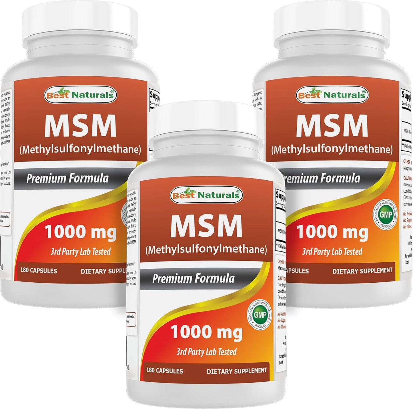 Natural MSM 1000mg Supplement - 540 Capsules (3 Pack) - Joint Support & Healthy Inflammation Response