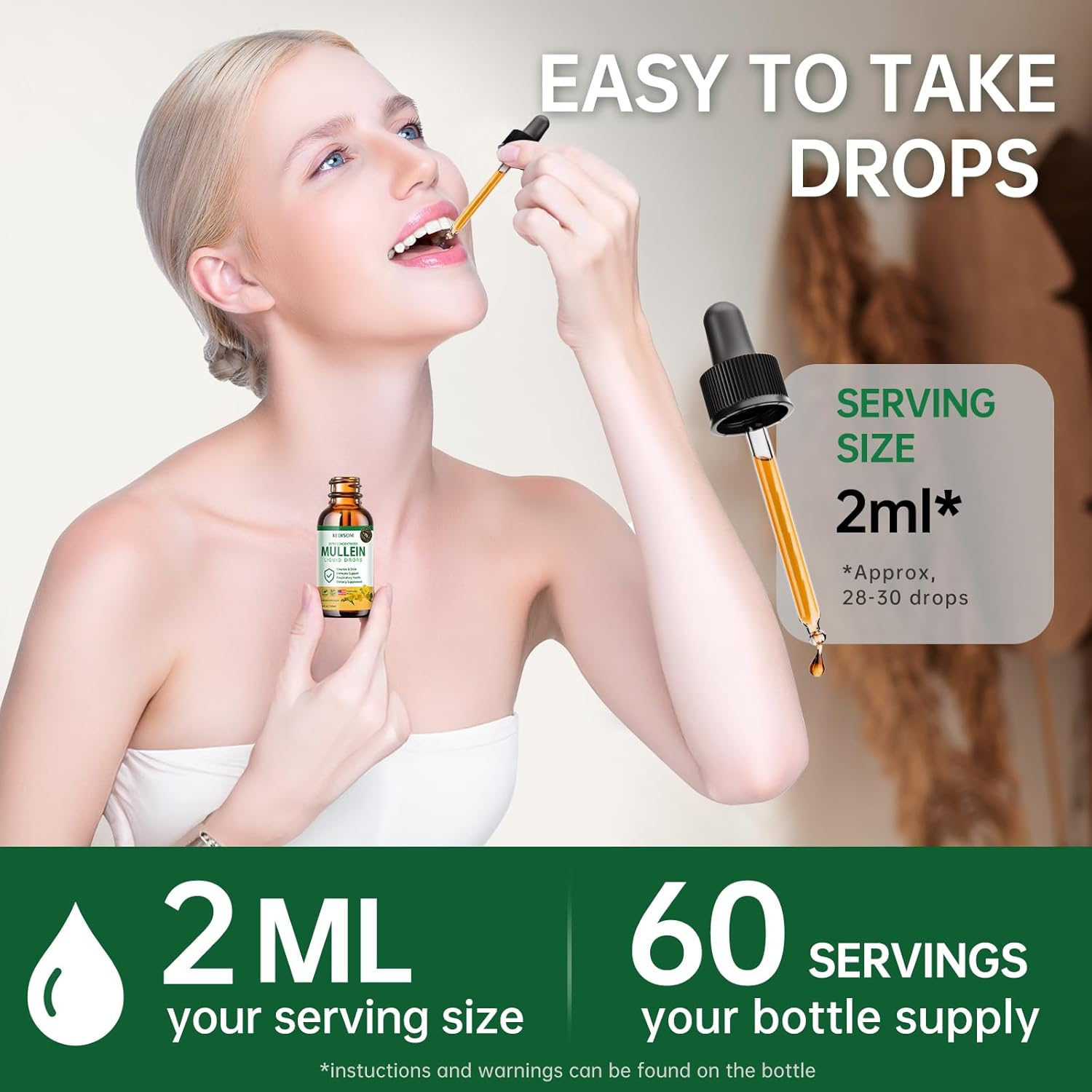 Natural Mullein Leaf Extract Liquid Drops for Lungs - 7 in 1 Formula with Marshmallow Root and Ginger - 4 Fl Oz Herbal Supplement for Lung Cleanse, Gut Health, Immune Support - Non-GMO