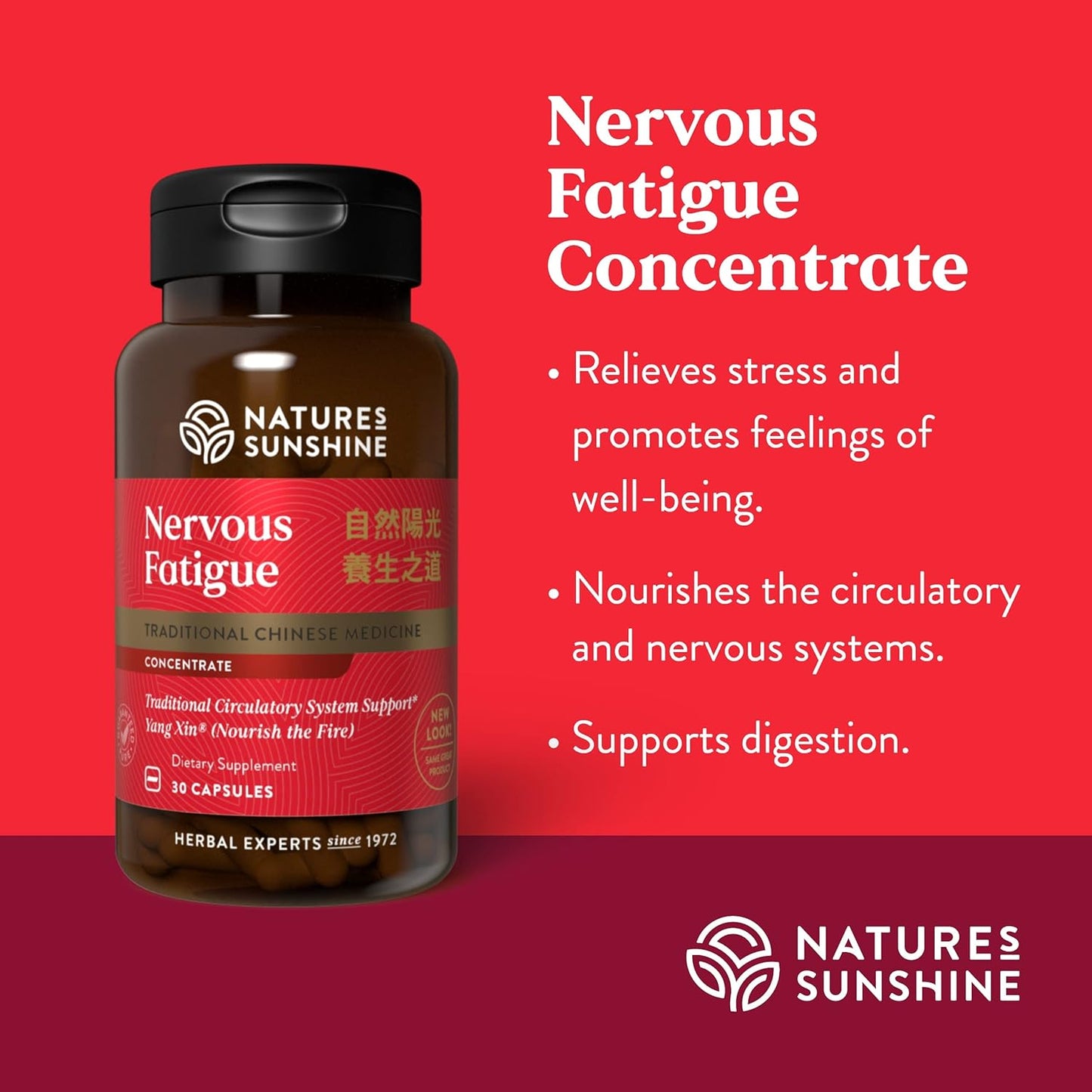 Natural Nervous Fatigue Support Supplement - TCM Concentrate - 30 Capsules