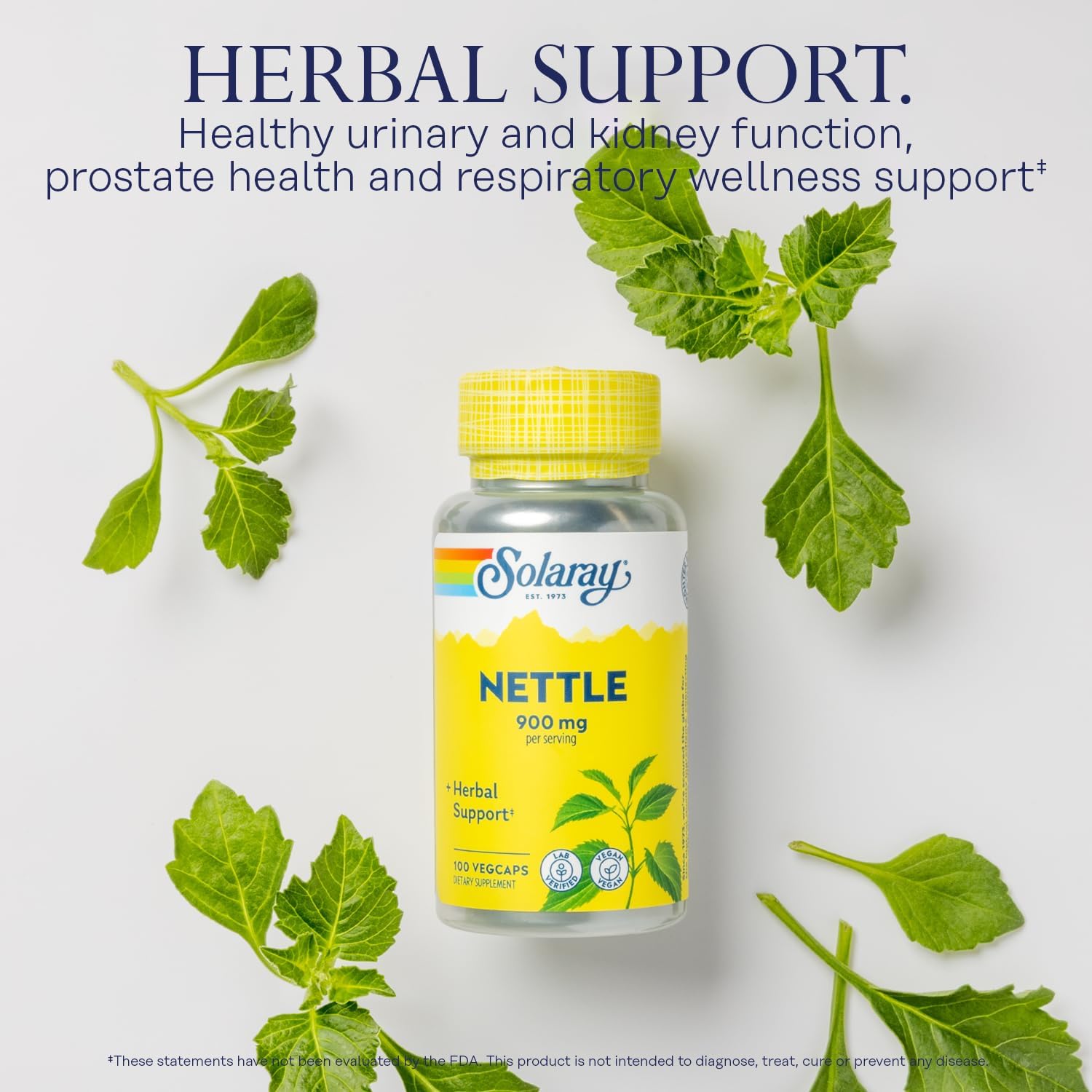 Natural Nettle Leaves Supplement 450mg - 100 Capsules by SOLARAY