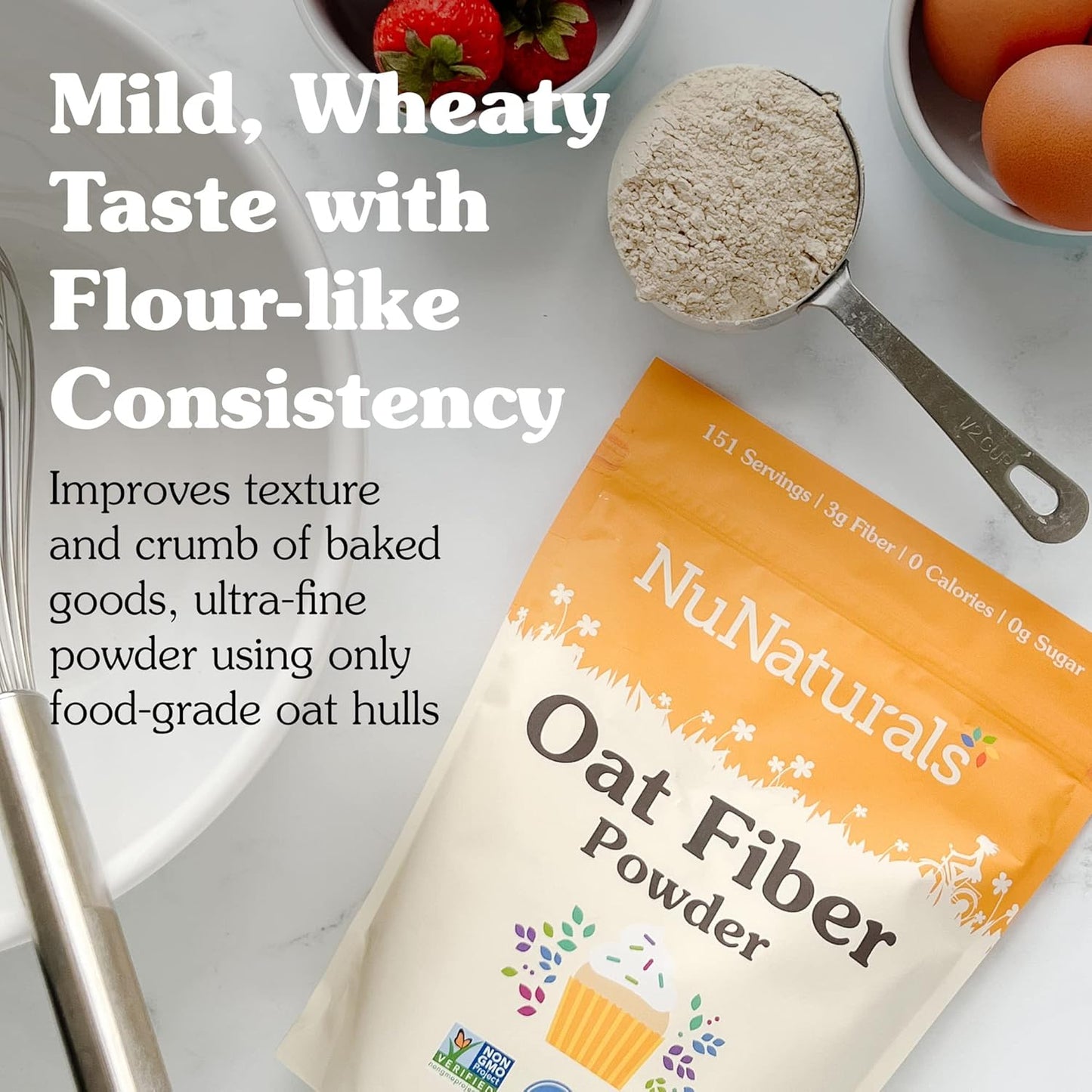 Natural Non-GMO Oat Fiber Powder for Digestive Health - 1 lb
