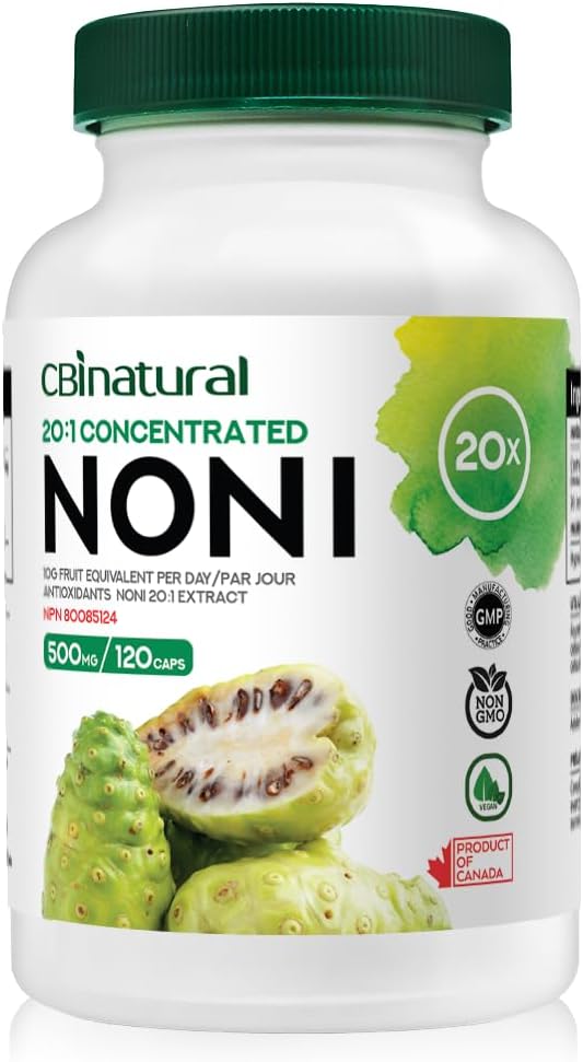 Natural Noni Extract Capsules - 500mg, 120 Count, 20:1 Concentration