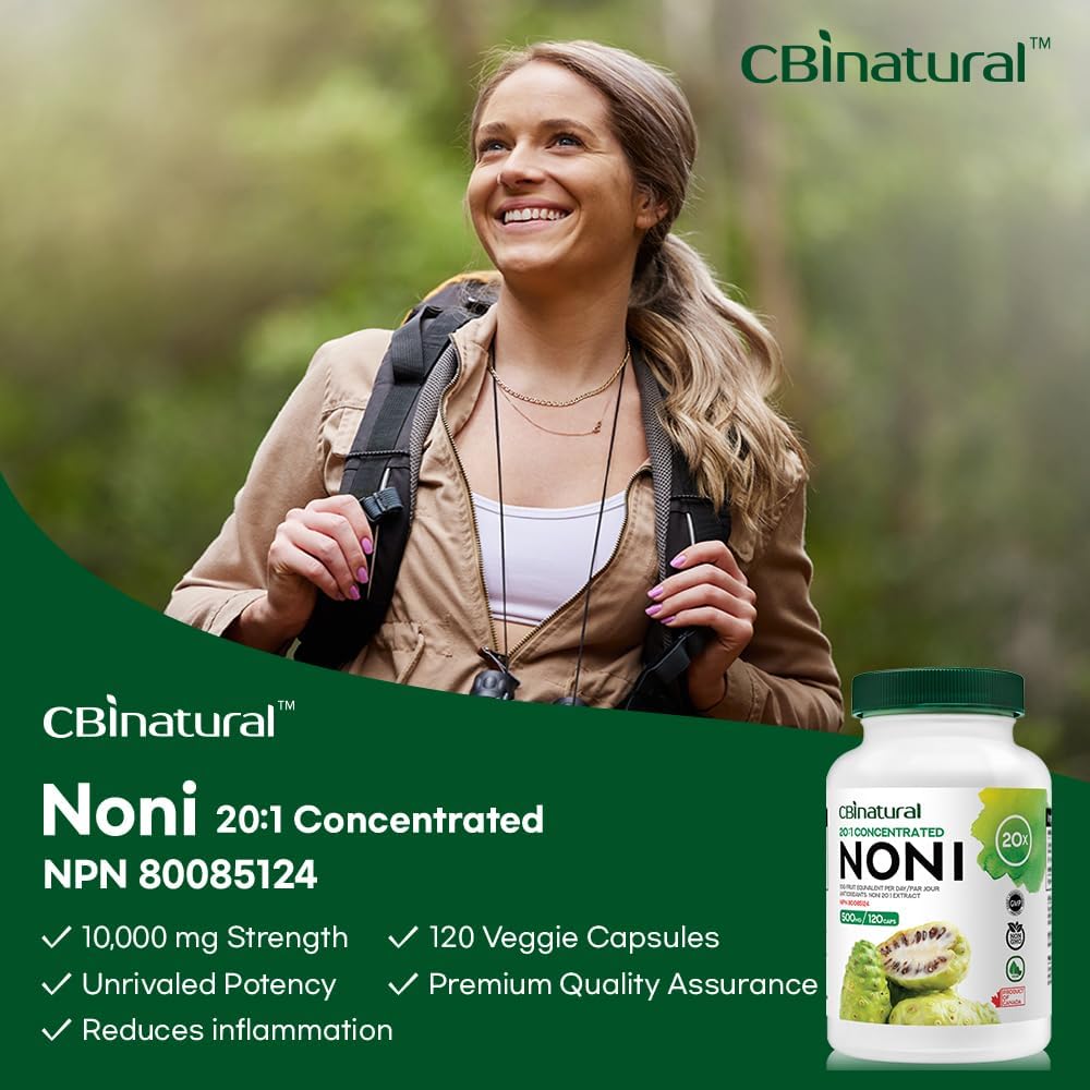 Natural Noni Extract Capsules - 500mg, 120 Count, 20:1 Concentration
