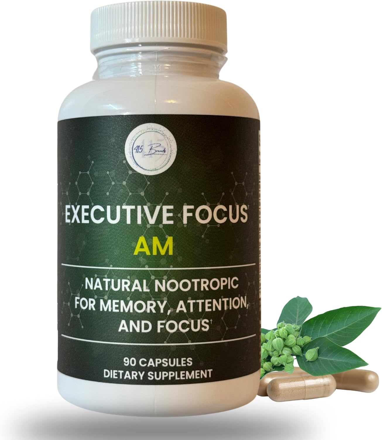 Natural Nootropic Brain Supplement for Energy and Focus - 90 Capsules