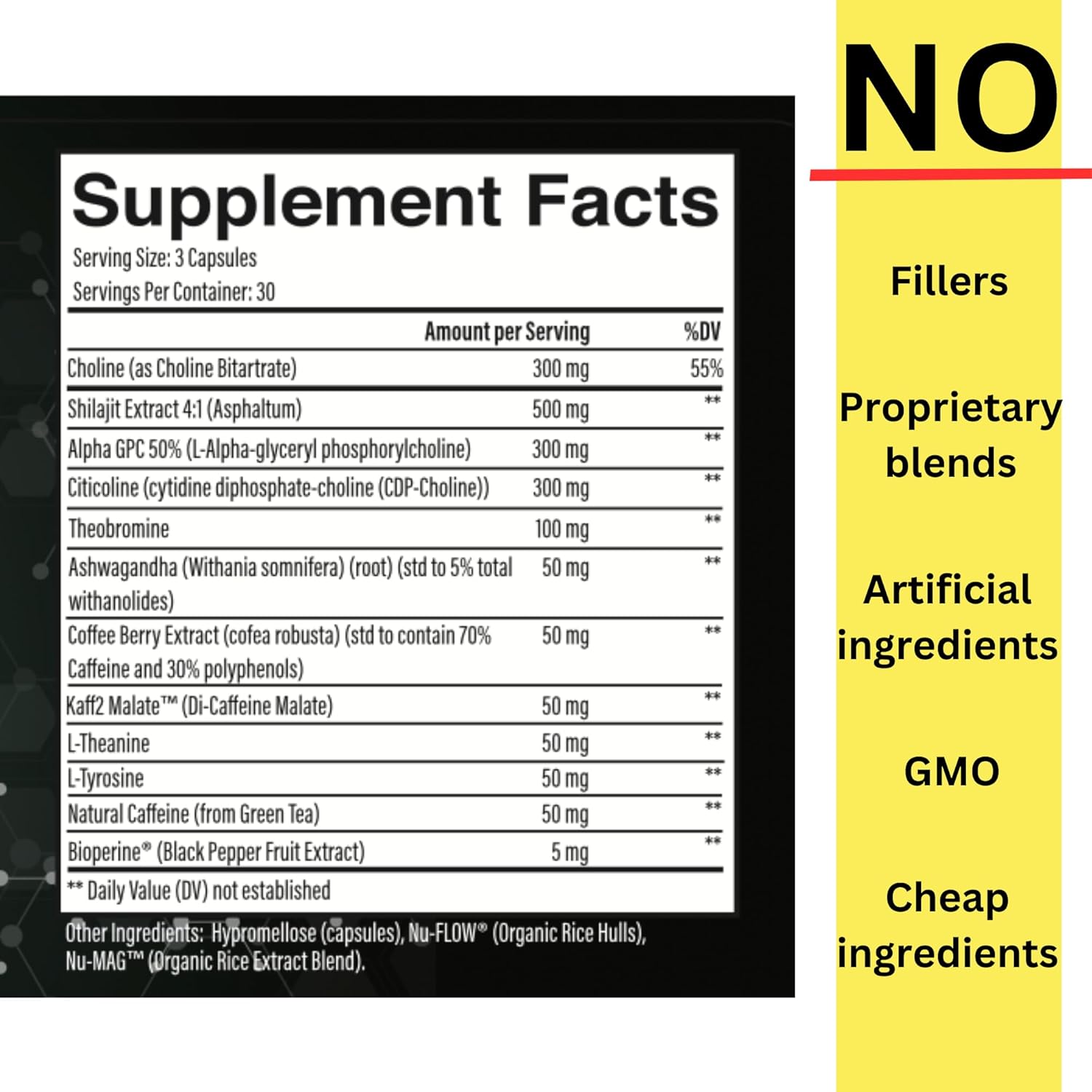 Natural Nootropic Brain Supplement for Energy and Focus - 90 Capsules