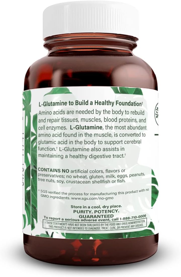 Natural Nutra L Glutamine Capsules for Brain, Digestive & Muscle Health - 500mg, 50 Count - Memory, Focus & Cerebral Support