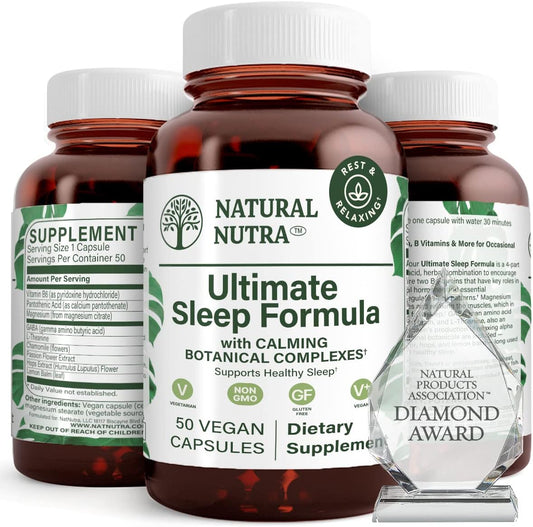 Natural Nutra Ultimate Sleep Formula Supplement - Promotes Healthy Sleep, Reduces Stress, Calms Brain and Muscles, 50 Capsules - BoostGo Australia