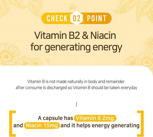 Natural NZ Origin Royal Gold Vitamin B&E Capsules for Men, Women, and Kids - 60 Count Bottle - Supports Cell Protection and Energy Production in Body - Niacin 15mg Dietary Supplement