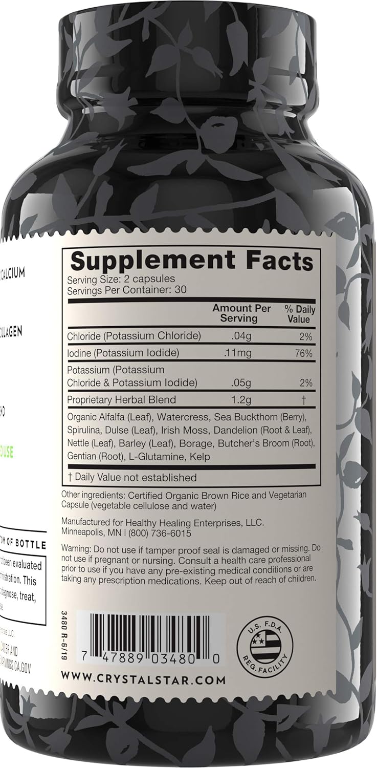 Natural Ocean Minerals Supplement for Bone Health & Collagen Support - 60 Capsules with Sea Buckthorn, Spirulina, & Organic Alfalfa - Non-GMO Formula