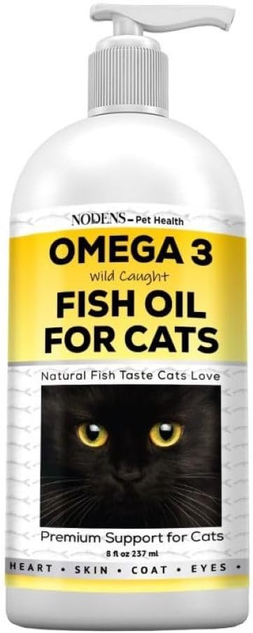 Natural Omega 3 Fish Oil Liquid for Cats - Promotes Healthy Skin, Coat, and Joints - Pet Health Supplement for Cats - Omega 3 Vitamins for Feline Wellness