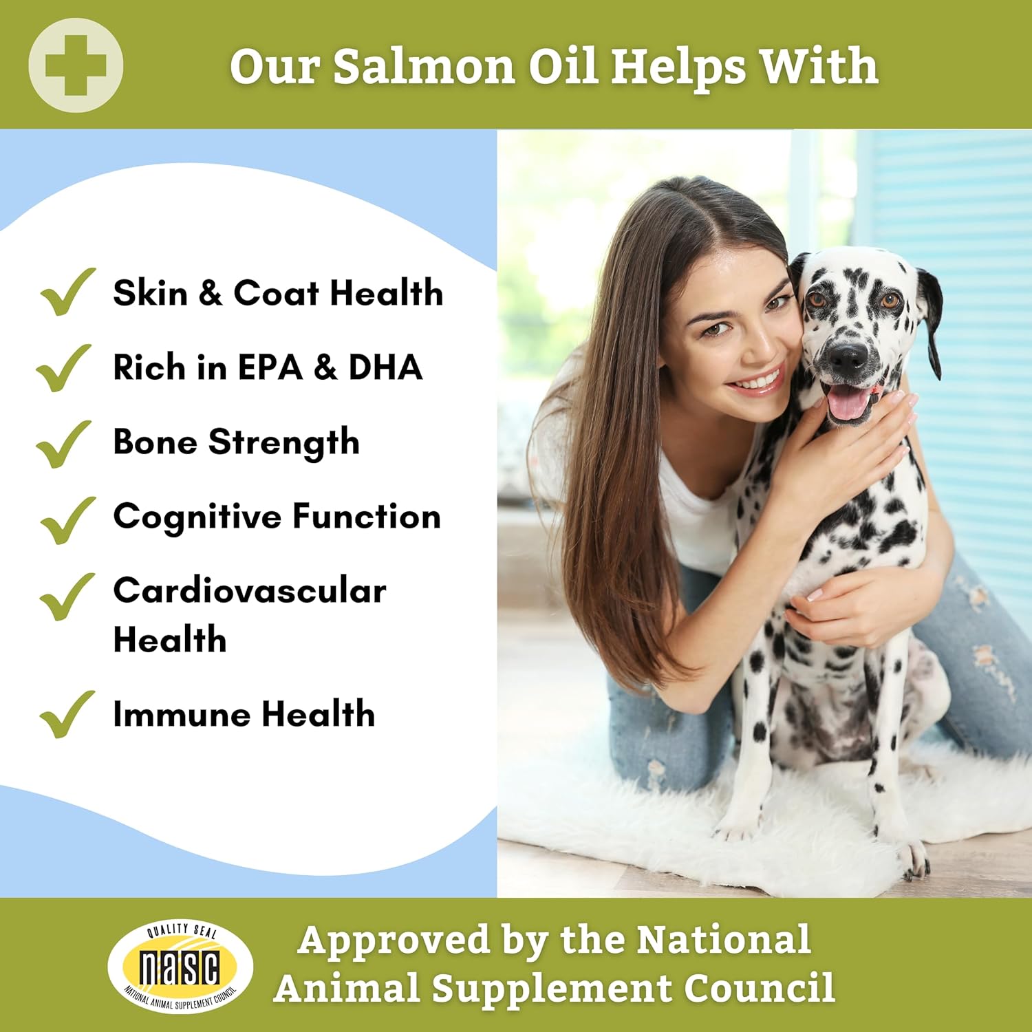 Natural Omega 3 Salmon Oil Supplement for Dogs and Cats - Wholistic Pet Organics Deep Sea Wild Alaskan Fish Oil with EPA and DHA for Skin, Coat, Heart, and Nervous System Health