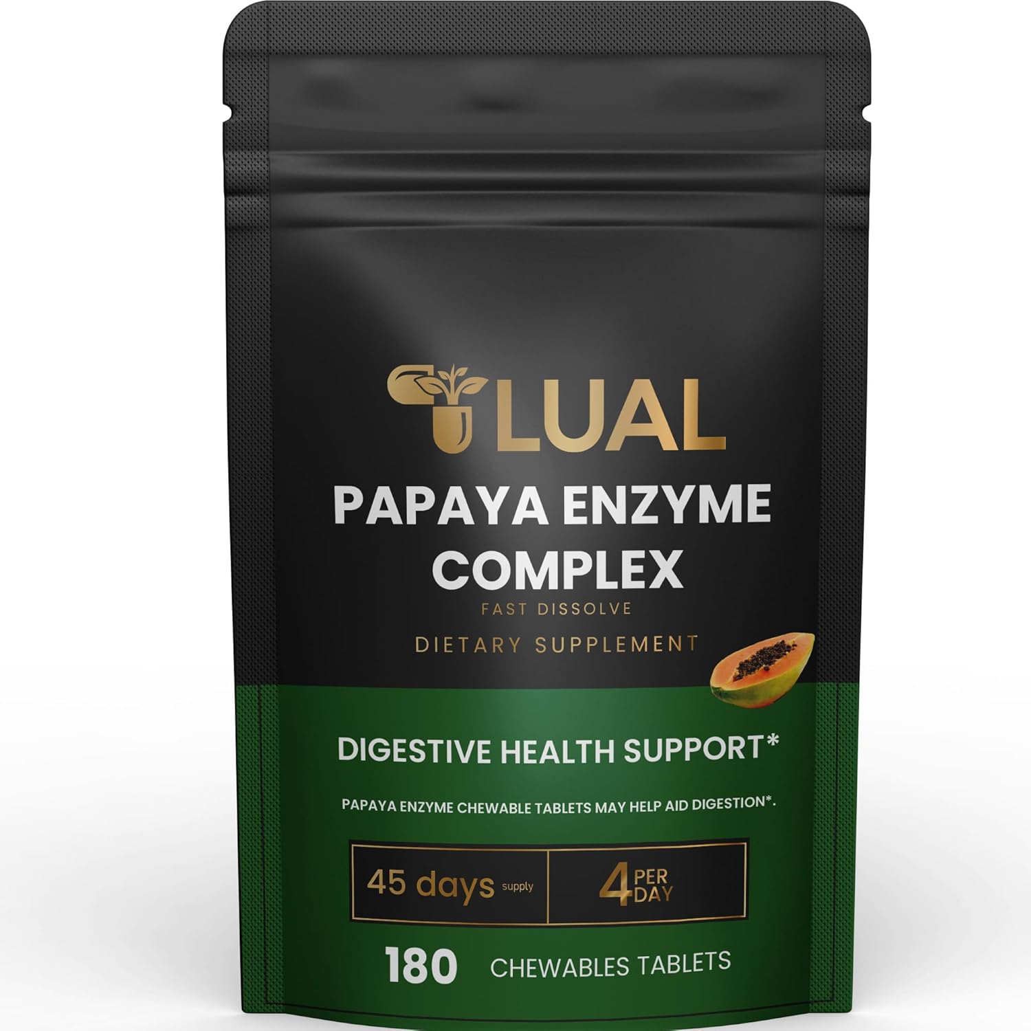 Natural Papaya Enzymes Chewable Tablets for Digestion Support & Nutrient Absorption - 180 Tablets