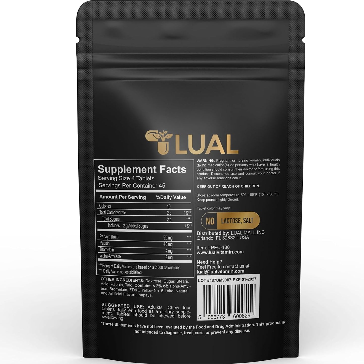 Natural Papaya Enzymes Chewable Tablets for Digestion Support & Nutrient Absorption - 180 Tablets