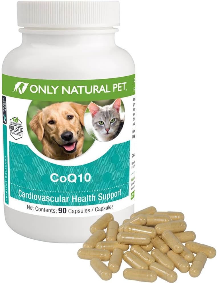 Natural Pet CoQ10 Supplement for Dogs & Cats, Heart Health Support - 90 Capsules