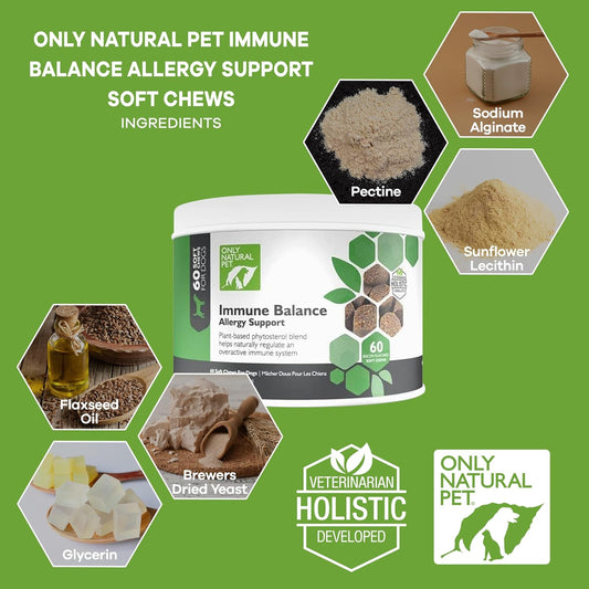 Natural Pet Immune Balance Soft Chews - Boost Immunity, Soothe Itchy Skin, Seasonal Allergies Support - Dogs & Cats 60 ct.
