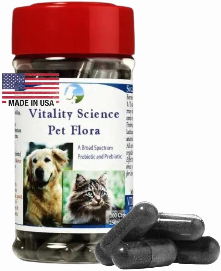Natural Pet Probiotic Capsules for Cats & Dogs | Supports Digestive Health, Skin, & More - Additive-Free Pet Flora Supplement (50 Capsules)