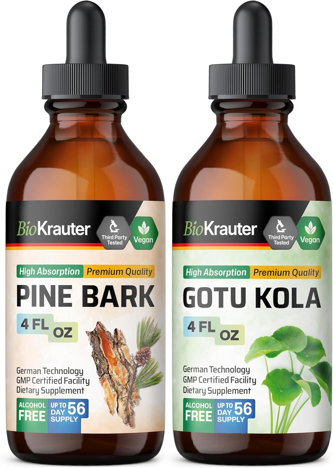 Natural Pine Bark and Gotu Kola Tincture Bundle - 4 Fl. Oz. Each